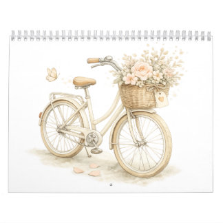 Vintage cykel Blommig Väggkalender Kalender