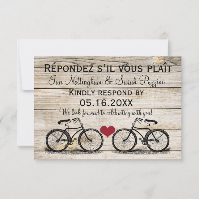 Vintage cykel bröllop RSVP-kort OSA Kort (Framsida)