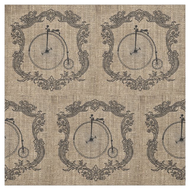 Vintage cykel burlap tyg (Provkarta)