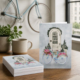 Vintage cykel kryssare med blommor anteckningskort