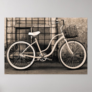 Vintage cykel med Basket Poster