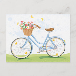 Vintage Cykel med blomma Basket Vykort