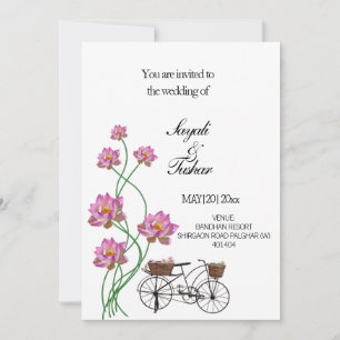 Vintage cykel med blommor inbjudningar