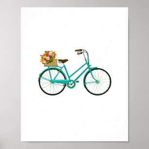 Vintage Cykel med nedre Basket-persika Poster