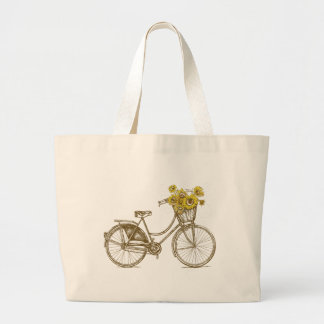 Vintage cykel med solrosor korg Totebag Jumbo Tygkasse