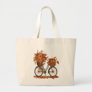 Vintage cykel och höstskördeflöde i akvarell jumbo tygkasse