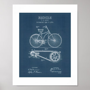 Vintage cykel patent ritning poster   Antik 