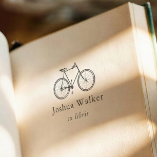 Vintage cykelillustration Modern Ex Libris Bok Stämpel