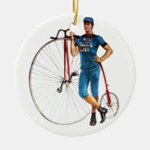 Vintage cykelmästerskap julgransprydnad keramik