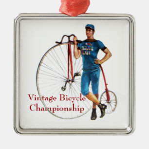 Vintage cykelmästerskap julgransprydnad metall