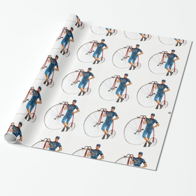 Vintage cykelmästerskap mönster presentpapper (Utrullad)