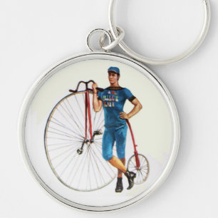 Vintage cykelmästerskap rund silverfärgad nyckelring
