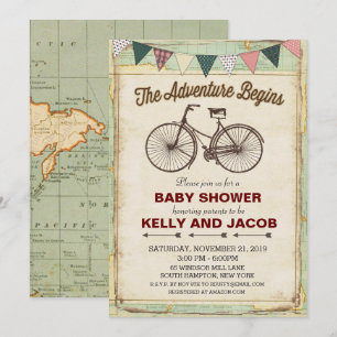 Vintage cykelresa Baby Shower-inbjudan Inbjudningar