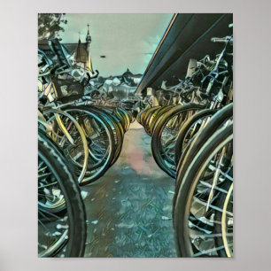Vintage-cykla teckningar poster