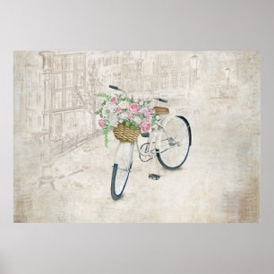 Vintage cyklar med ro basket poster