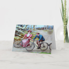 Vintage cyklister helgkort
