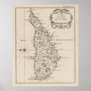 Vintage Cyprus Map (1764) Poster