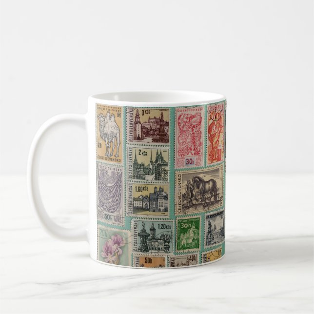Vintage Czech stamps copyright free Kaffemugg (Vänster)