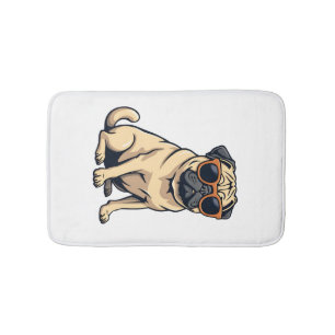 Vintage Dabbing Mops med Solglasögon Rolig Hund Ve Badrumsmatta