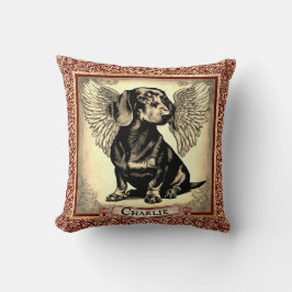 Vintage Dachshund Angel Anpassad Kudde