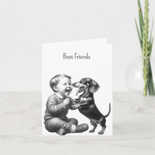 Vintage Dachshund Bästa Vän Kort