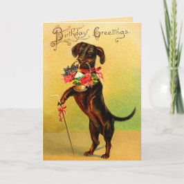 Vintage Dachshund Birthday Card Kort