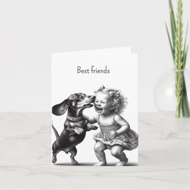 Vintage Dachshund Friends Kort (Framsida)