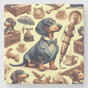 Vintage Dachshund Illustration Stenunderlägg
