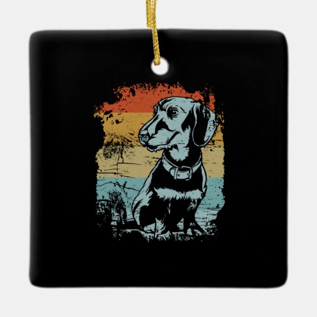 Vintage Dachshund Julgransprydnad Keramik (Framsida)