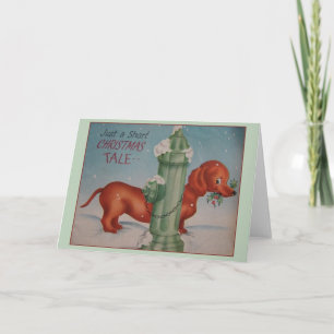 Vintage Dachshund julhälsningskort Helgkort