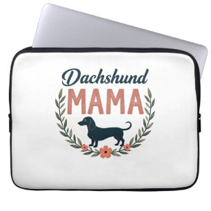 Vintage Dachshund Mamma Blommig Hundälskare Vector Laptop Fodral