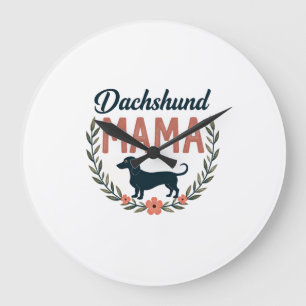 Vintage Dachshund Mamma Blommig Hundälskare Vector Stor Klocka