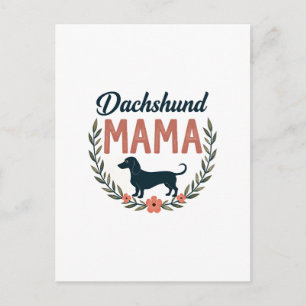 Vintage Dachshund Mamma Blommig Hundälskare Vector Vykort