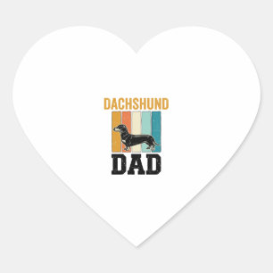 Vintage Dachshund Pappa Hundälskare Vector Design_ Hjärtformat Klistermärke