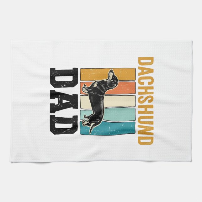 Vintage Dachshund Pappa Hundälskare Vector Design_ Kökshandduk (Horisontell)