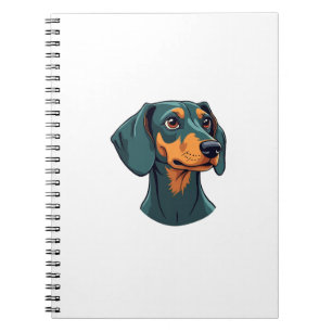 Vintage Dachshund Porträtt Konst Retro Hund Illust Anteckningsbok