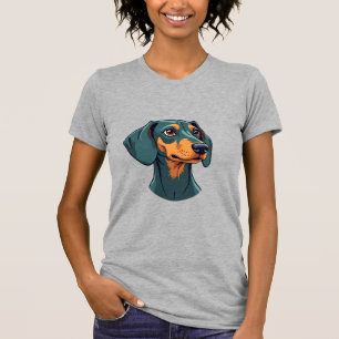 Vintage Dachshund Porträtt Konst Retro Hund Illust T Shirt