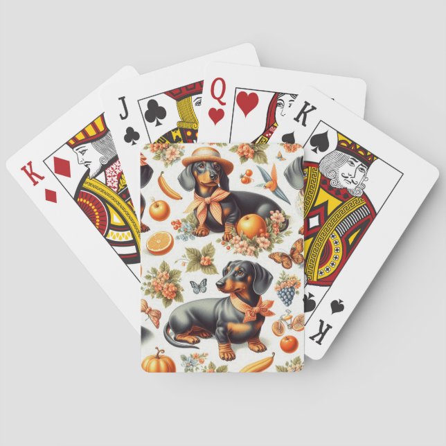 Vintage Dachshund Seamless Casinokort (Baksidan)