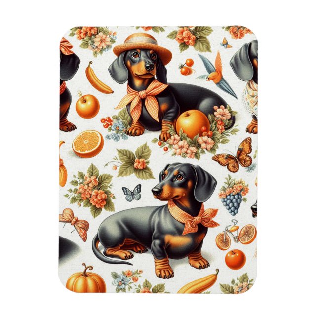 Vintage Dachshund Seamless Magnet (Vertikal)