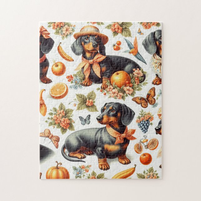 Vintage Dachshund Seamless Pussel (Vertikal)