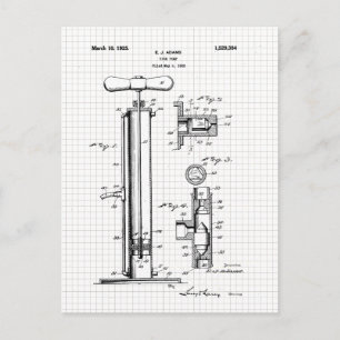 Vintage Däck Pump Patent Illustration Vykort