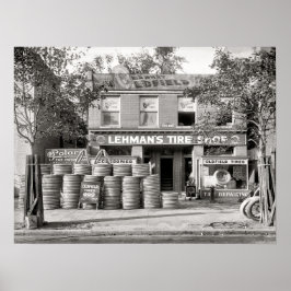 Vintage Däck Shop Photo, Mechanic, Anpassningsbar Poster
