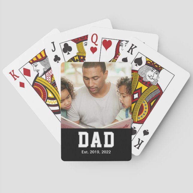 Vintage Dad Established Gift Text Photo Casinokort (Baksidan)