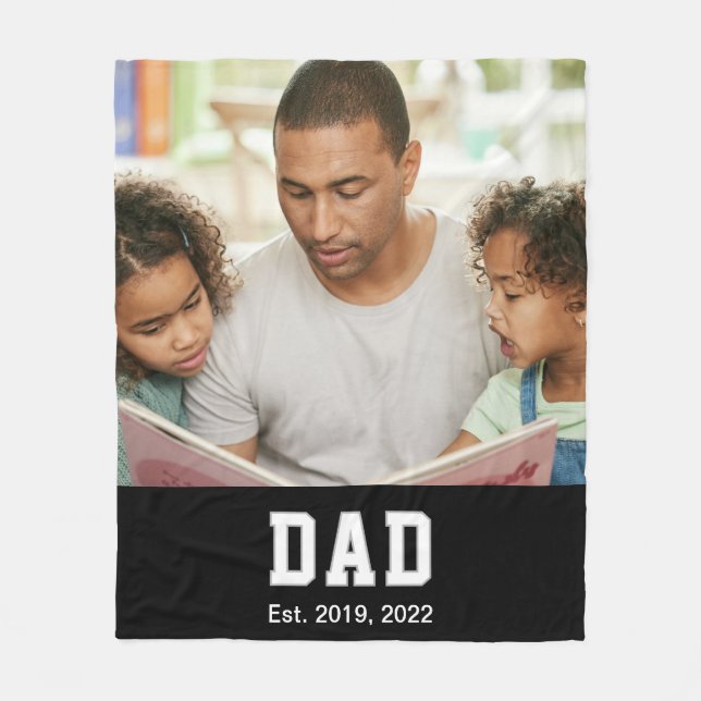 Vintage Dad Established Gift Text Photo Fleecefilt (Framsidan)