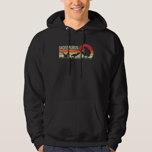 Vintage Dadasaurus 2 Two kids Rex Daddy Hoodie (Framsida)