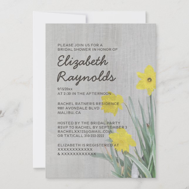 Vintage Daffodil Inbjudningskort för möhippa (Framsida)