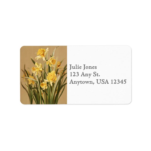 Vintage Daffodils Adressetiketter (Framsidan)