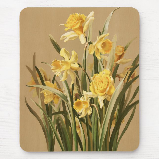 Vintage Daffodils Mousepad Musmatta (Framsidan)