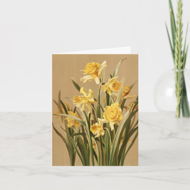 Vintage Daffodils Note Card Kort (Framsida)