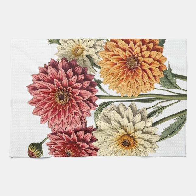 Vintage Dahlias Kökshandduk (Horisontell)
